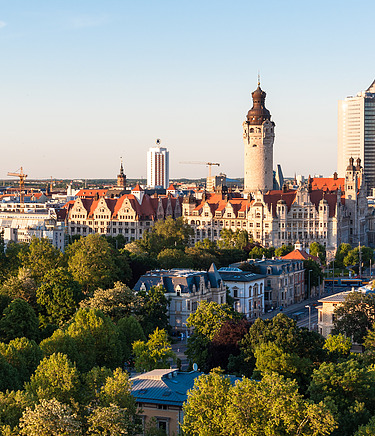 Blick auf das Panorama der Stadt Leipzig