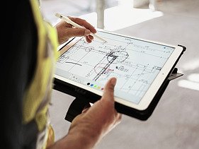 Tablet with blueprint