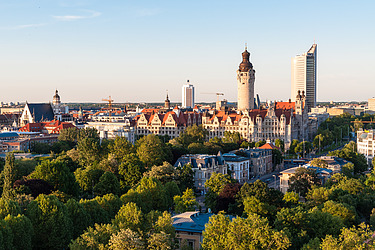 Blick auf das Panorama der Stadt Leipzig