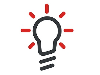 Icon Design Engineering Two-color icon light bulb with red rays
