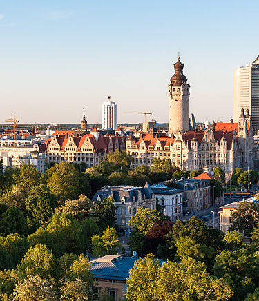 View of the panorama of the city of Leipzig