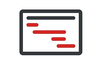 Icon Time Scheduling Zweifarbiges Icon mit einer schematisierten Darstellung eines Plans in rot und grau